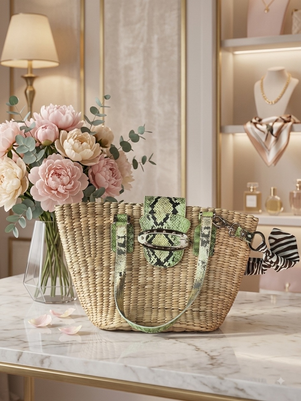 Y2K Guess straw and woven basket handbag
